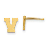 Image of Sterling Silver Gold-plated Brushed Letter V Initial Post Earrings