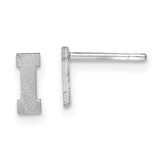 Image of Sterling Silver Rhodium-plated Brushed Letter I Initial Post Earrings
