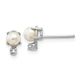 Image of 7mm 14K White Gold Diamond and Freshwater Cultured Pearl Birthstone Earrings