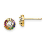Image of 6.4mm Prizma Sterling Silver Gold-tone Colorful and White CZ Circle Post Earrings