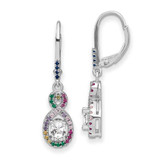 Image of 33.5mm Prizma Sterling Silver Rhodium-plated Colorful and White CZ Infinity Dangle Leverback Earrings