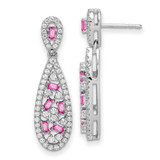 Image of 32.27mm 14K White Gold Pure Serenity Lab Grown Diamond and Created Pink Sapphire TEarringsdrop Earrings