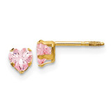 Image of 4mm 14K Yellow Gold Madi K 4mm Pink CZ Heart Earrings