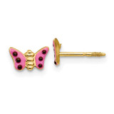Image of 5mm 14K Yellow Gold Madi K Pink Enameled Butterfly Earrings