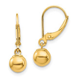 Image of 21mm 14K Yellow Gold Madi K Dangle 6mm Bead Leverback Earrings
