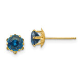 Image of 5mm 14K Yellow Gold Madi K 5mm Synthetic Blue Topaz (Dec) Earrings