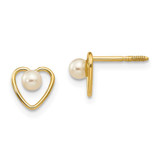 Image of 6mm 14K Yellow Gold Madi K 3mm Freshwater Cultured Pearl Birthstone Heart Earrings