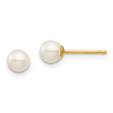 Image of 4mm 14K Yellow Gold Madi K 4-5mm White Round Freshwater Cultured Pearl Stud Post Earrings