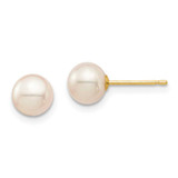 Image of 6mm 14K Yellow Gold Madi K 6-7mm White Round Freshwater Cultured Pearl Stud Post Earrings