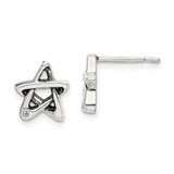 Image of 9.7mm Sterling Silver CZ Antiqued Star Earrings
