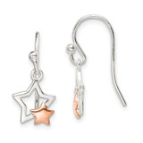 Image of 21.2mm Sterling Silver and Pink Star Dangle Earrings