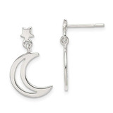 Image of 20.5mm Sterling Silver Star and Moon Dangle Earrings