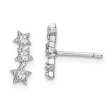Image of 10.8mm Sterling Silver Rhodium-Plated CZ Triple Star Stud Earrings