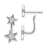 Image of 18.5mm Sterling Silver Rhodium-plated CZ Star Front and Back Post Earrings