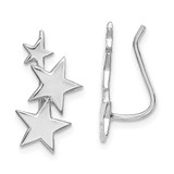 Image of 17.8mm Sterling Silver Rhodium-plated Polished Graduating Stars Ear Climber Earrings