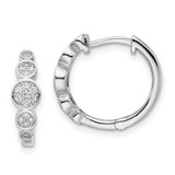 Image of 15.5mm Sterling Shimmer Sterling Silver Rhodium-plated 34 Stone CZ Pave Fancy Hinged Hoop Earrings