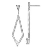 Image of 43.3mm Sterling Shimmer Sterling Silver Rhodium-plated 94 Stone CZ Kite-shaped Post Dangle Earrings