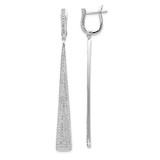 Image of 67.1mm Sterling Shimmer Sterling Silver Rhodium-plated 228 Stone Pave CZ Triangle Dangle Hinged Post Earrings