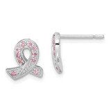 Image of 10mm Sterling Silver Pink CZ Ribbon Earrings