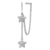 Image of 60.5mm Sterling Silver Rhodium-plated Diamond-cut Star Dangle & Earlobe Cuff Earrings