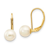Image of 19mm 14K Yellow Gold 6-7mm White Round Freshwater Cultured Pearl Leverback Earrings XF322E