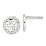 Image of 10.3mm Sterling Silver Polished CZ Love Post Earrings