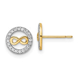 Image of 8.25mm 14K Yellow Gold CZ Infinity Symbol Post Earrings