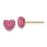 Image of 6mm 14K Yellow Gold Post Rose Crystal 6mm Heart Earrings