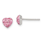 Image of 6mm Sterling Silver Pink Preciosa Crystal Heart Post Stud Earrings