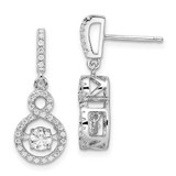 Image of Brilliant Embers Sterling Silver Rhodium-plated 66 Stone CZ Moving Center Vibrant CZ with Micro Pave CZ Infinity Dangle Post Earrings