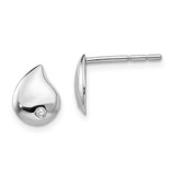 Image of 10mm White Ice Sterling Silver Rhodium-plated Diamond Teardrop Post Earrings QW422