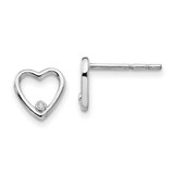 Image of 8mm White Ice Sterling Silver Rhodium-plated Diamond Open Heart Post Earrings QW418