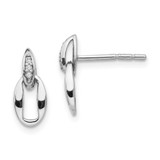Image of 9mm White Ice Sterling Silver Rhodium-plated Open Oval Diamond Post Dangle Earrings QW376