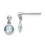Image of 11mm White Ice Sterling Silver Rhodium-plated Blue Topaz And Diamond Post Dangle Teardrop Earrings QW360