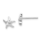 Image of 8mm White Ice Sterling Silver Rhodium-plated Diamond Starfish Post Earrings