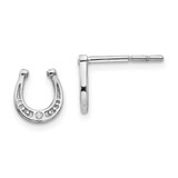 Image of 8.7mm White Ice Sterling Silver Rhodium-plated Diamond Horseshoe Post Earrings