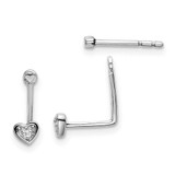 Image of 11.5mm White Ice Sterling Silver Rhodium-plated Diamond Hearts Front and Back Earrings