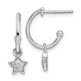 Image of 20mm White Ice Sterling Silver Rhodium-plated Diamond Star Dangle J-Hoop Post Earrings