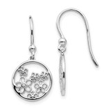 Image of 26mm White Ice Sterling Silver Rhodium-plated Diamond Flower Shepherd Hook Dangle Earrings
