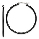 Image of 40mm Chisel Stainless Steel Polished Black IP-plated 40mm Diameter 2mm Hoop Earrings