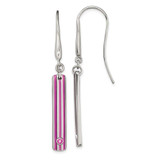 Image of Edward Mirell Titanium Triple Groove Pink Anodized and Pink Sapphire Dangle Earrings