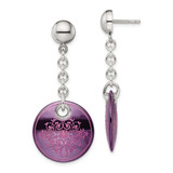 Image of 45mm Edward Mirell Black Ti Anodized Pink Ornate Circle and Sterling Silver Post Dangle Earrings