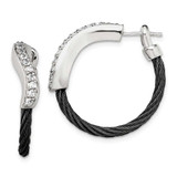 Image of Edward Mirell Black Ti Memory Cable and Argentium Sterling Silver with White Sapphire Hoop Earrings