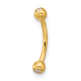 Image of 14K Yellow Gold 16 Gauge CZ Eyebrow Jewelry