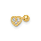 Image of 14K Yellow Gold 18 Gauge CZ Heart Labret Stud