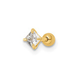 Image of 14K Yellow Gold 18 Gauge Square CZ Labret Stud