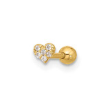 Image of 14K Yellow Gold 18 Gauge CZ Heart Labret/Face Jewelry