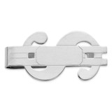Image of Rhodium-plated Kelly Waters Satin Finish Dollar Sign Money Clip