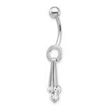 Image of 10k White Gold W/Dangly Czs Belly Dangle