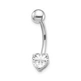 Image of 10k White Gold W/6X6 CZ Heart Belly Dangle